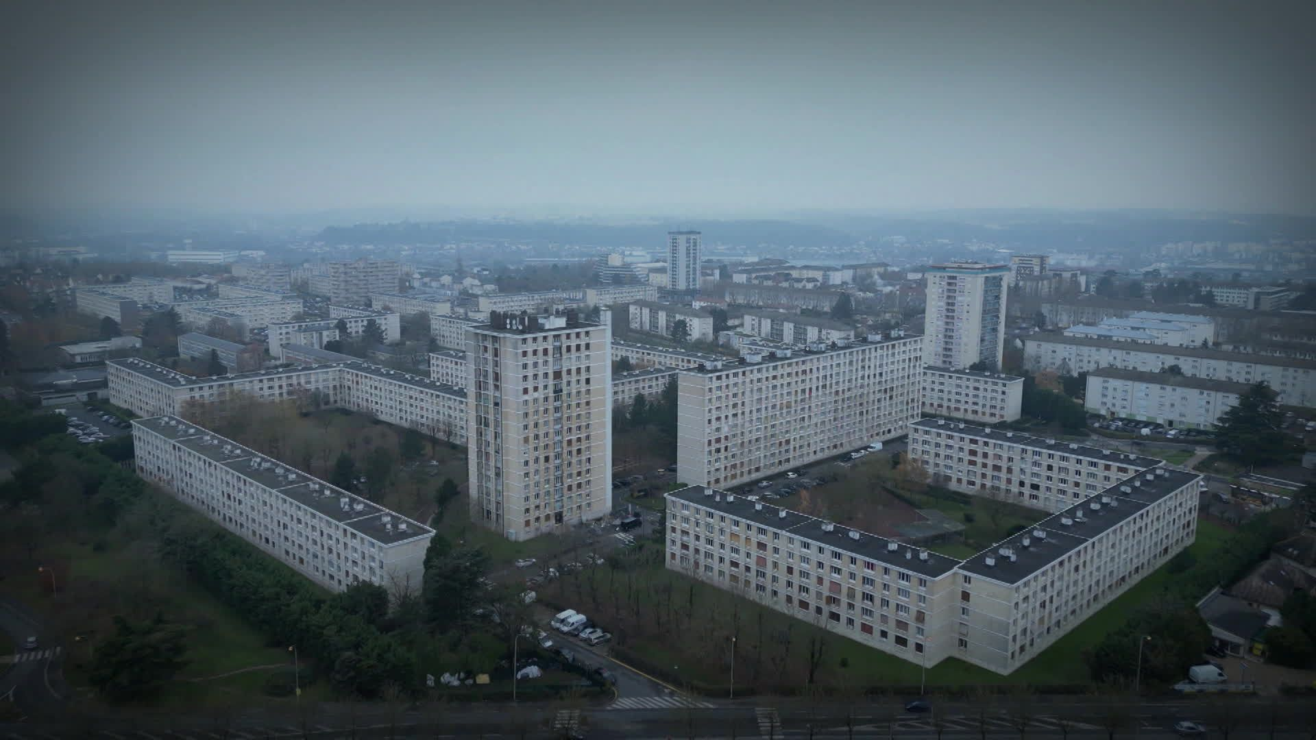La cité choisie pour Paris Creil Roleplay : vue aérienne des barres et des tours du quartier